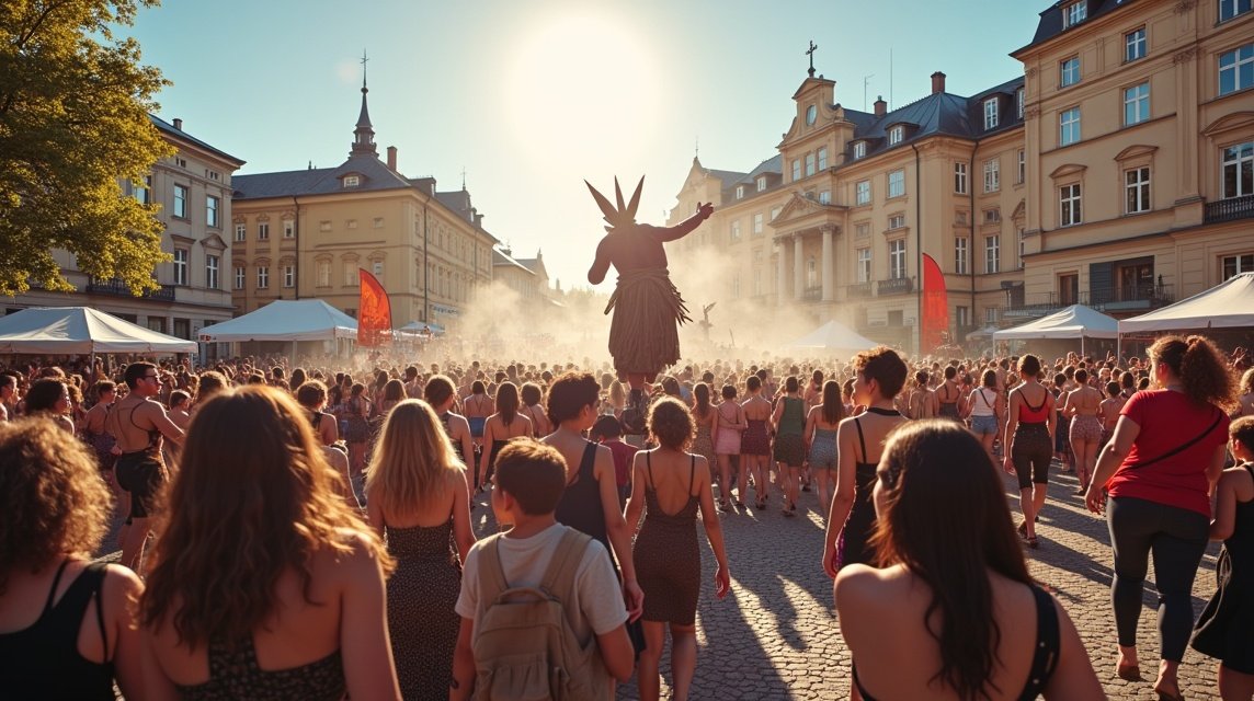 Porsgrunn fesztivál tömeg a színházi előadás alatt Norvégiában.