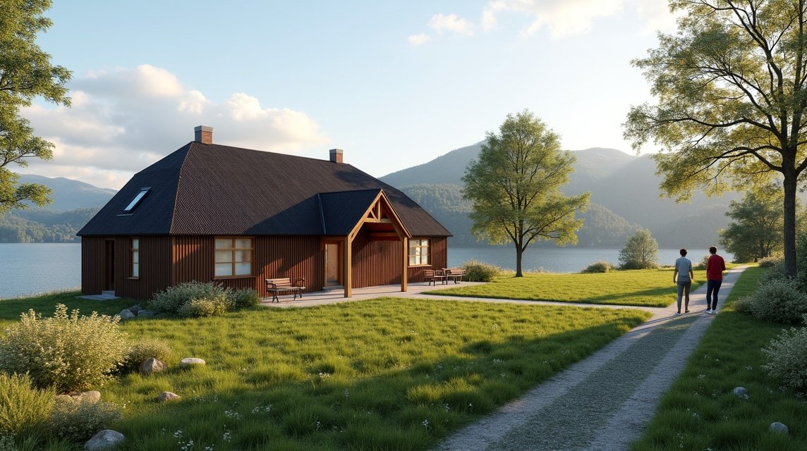 Tønsberg környezetében álló modern ház gyönyörű tájjal