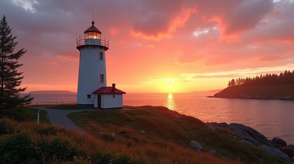 Store Torungen világítótorony a naplementében Arendal közelében