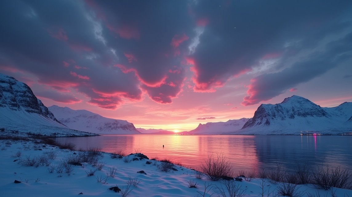 Tromsø éjféli nap és sarki éjszaka varázsa a fjordon