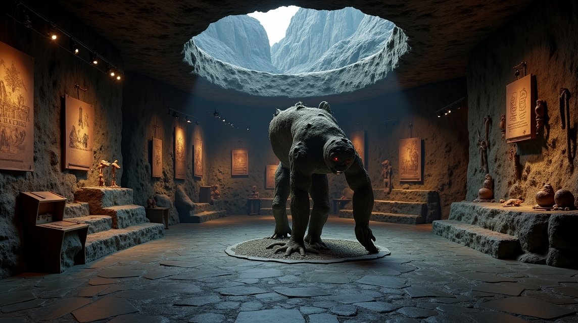 Troll szobor a Troll Múzeumban Tromsöban, norvég legendák világában.