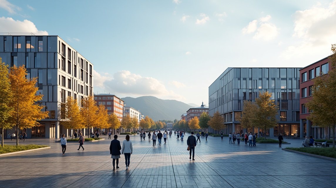 Trondheim diákvárosa, modern épületek és diákok a főutcán.