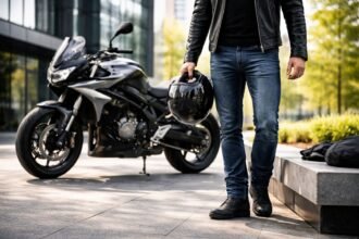 Motoros napi ingázás kényelmes ruházatban és motorral
