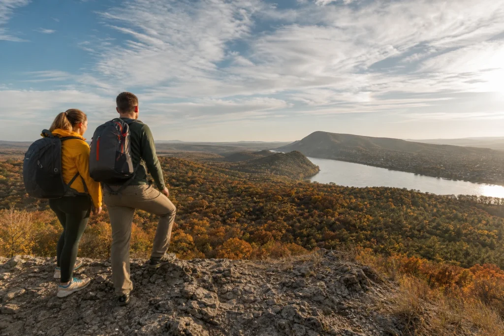 Páros túrázás az őszi Esztergom körüli panorámás dombon